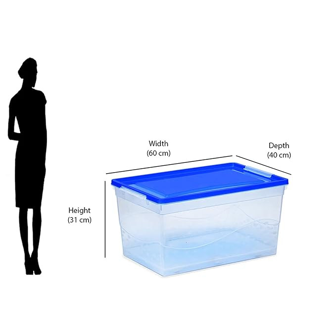 Nilkamal 50 Litre Multipurpose Storage Box with Lid and Handles for Clothes, Toys, Household Items, Kitchen, and Stationery | Rollers for easy movement (3-Year Warranty)