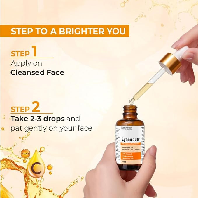 10% Vitamin C Face Serum with 5% Niacinamide | Fades Dark Spots & Hydrates | Lightweight & Non-Sticky | For Oily, Dry, Normal & Combination Skin - 10ML