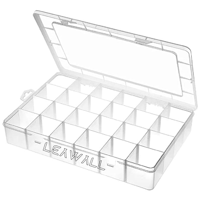 LEAWALL 36 Grid Cells Multipurpose Clear jewellery organisers box Transparent Plastic Storage organizer storage box with Removable Dividers Jewelry Box Organizer Storage Box