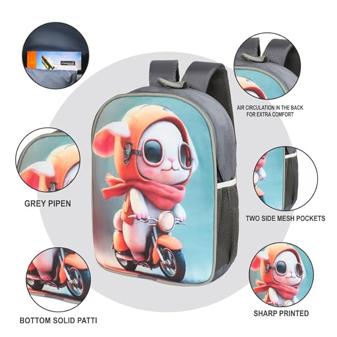 Kids Cute Toddler Backpack – Plush Cartoon Kids Bag for Girls & Boys (Kid's, Small, Angel Baby Colour, Red, Pink, Blue, Grey, Sky Blue)