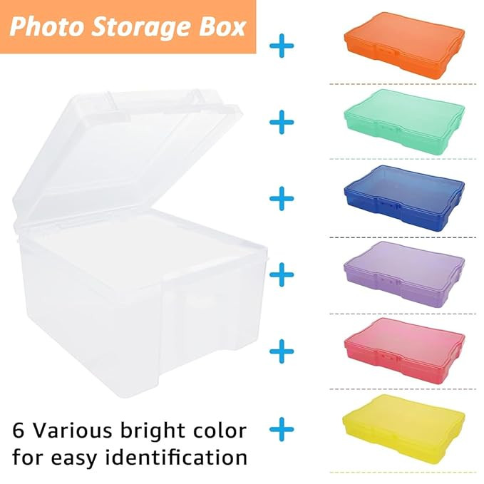 HASTHIP 4 X 6 Photo Storage Box, 6-Color Case With 7.2''X8.2'' Large For Diy Crafts, Greeting Cards, Post Robust Boxes Organizing Accessories, Scrapbooking, 21 18.5 14 Cm, Beige