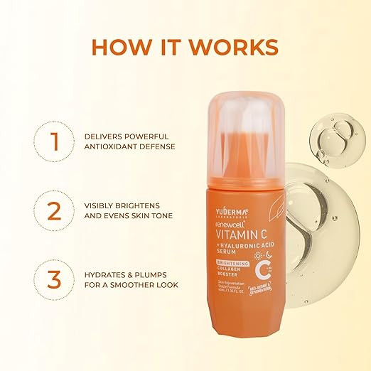 YUDERMA Renewcell Vitamin C + Hyaluronic Acid Serum, 40 Ml