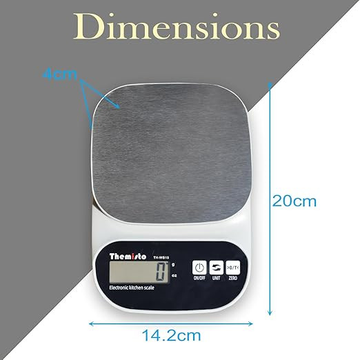 Themisto TH-WS15 Electronic digital Kitchen Weighing Scale |10 Kg|Back Light LCD| Made In India with 1 Year Warranty