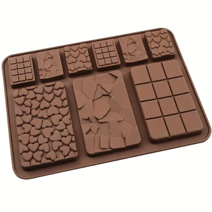 Silicone 9 Cavity Multi Bar Chocolate Mold/Chocolate Making And Shaping Mould/Waffle Shape Chocolate Mould For Jelly, Candy, Fondant,20X15X2.5 Cm