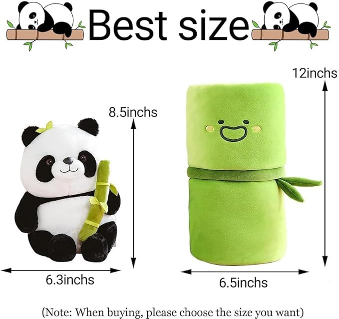 Cute Panda Plush with Bamboo, Kawaii Soft Stuffed Animals Toy, Plushies Doll Gifts for Kids Girls Boys Birthday Valentine (Panda in Bamboo)