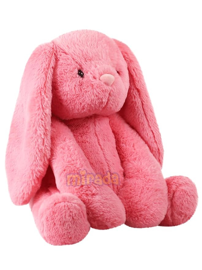 Mirada Coral Bunny Soft Plush Toy – 35cm | Cute Adorable Huggable Rabbit with Long Ears | Super Soft Floppy Stuffed Animal for Kids & Girls Room Décor Plushie