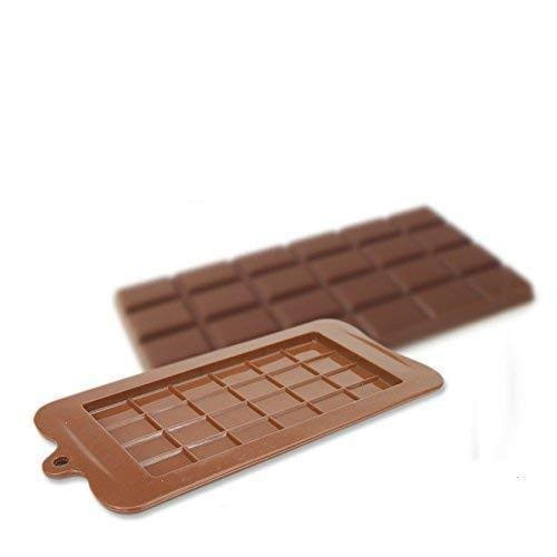 Stewit Silicone Bar Chocolate Mould Break Apart Choc Block Mould (Size : 19 * 16 * 2cm), Chocolate Color (Pack of 1)
