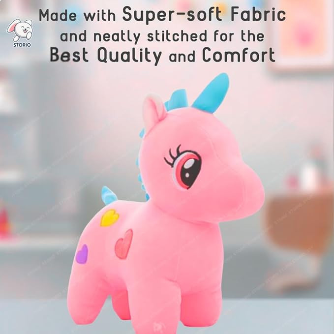 Storio Toys Super Cute Unicorn Teddy Bear Plush Soft Toy Cute Kids Birthday Animal for Baby Boys Girls (25 cm, Pink) | Best Valentine Gift