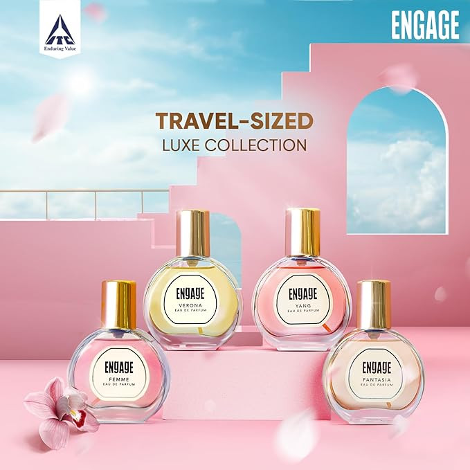 Engage Luxury Perfume Gifts For Women, 100ml, Long Lasting Smell, Best Birthday, Anniversary Gift Hamper by ITC, Eau De Parfum, Travel Sized Combo, 25ml x 4