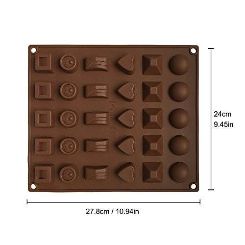 Inditradition Silicone 6 Designs Chocolate Candy and Ice Mould, 30 Slots, Brown, Standard Size - 1 Piece