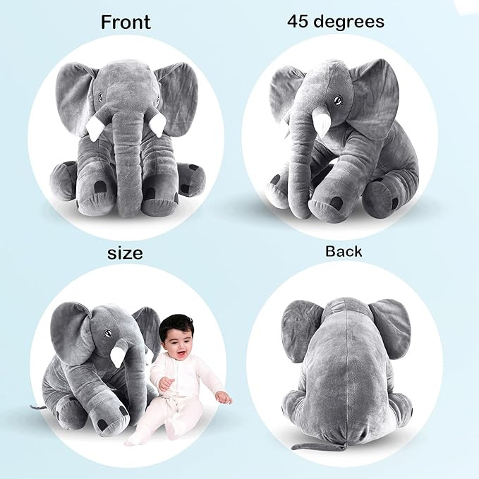 DearJoy Big Size Fibre Filled Stuffed Animal Elephant Soft Toy for Kids of Plush Hugging Soft Toy for Kids boy Girl Birthday Gift (60 cm, Grey Color, 1 Year Above)