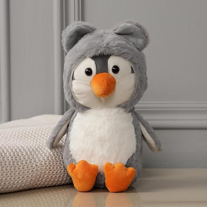 Mirada Grey Penguin Soft Plush Toy – 25cm | Cute Adorable Huggable Hoodie Penguin Stuffed Animal for Kids & Girls | Super Soft Cuddly Plushie for Birthdays & Special Occasions