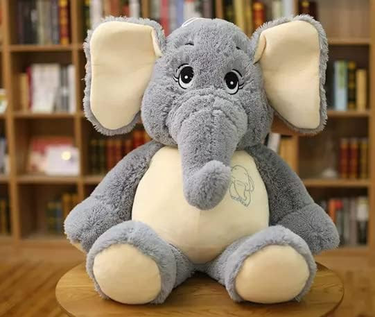 Funky Plushie Giant Elephant Plush Cute Soft Toy Animal Stuffed Toys Bed Decorations (Grey, 30CM)