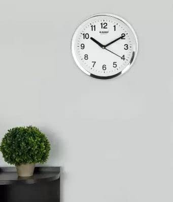 Kadio Analog 20 cm X 20 cm Wall Clock (White, with Glass, Standard)