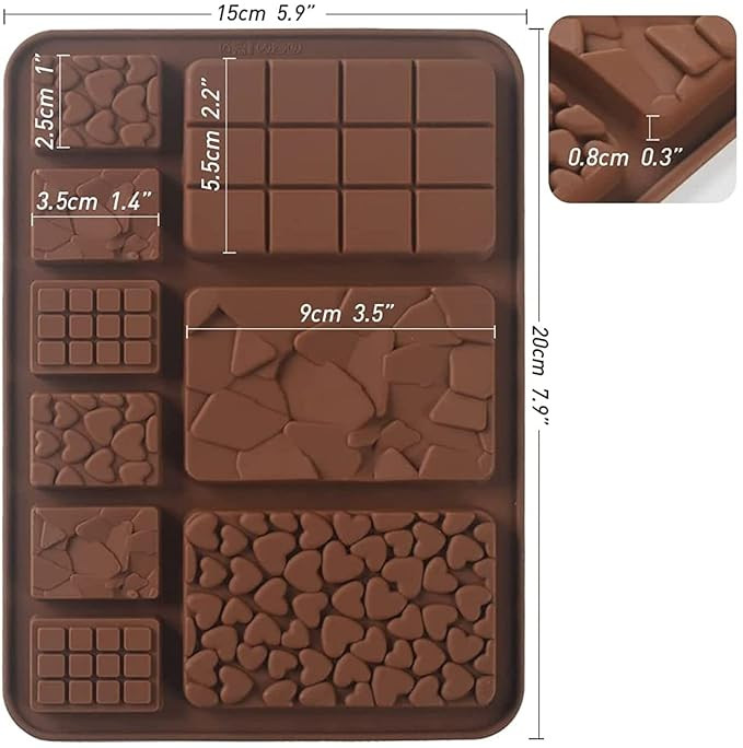 RKPM HOMES Break-Apart Shape Chocolate Mould | Dairy Milk Chocolate Bar | Silicone DIY 3D Candy Mold | Ideal for Chocolate, Cake, Brownie Topper, Gummy, Jello and Cake Decoration | Brown - 9 Cavity