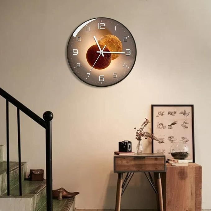 TEKCOOL Wall Clock 12" Silent Quartz Decorative Wall Clock Non-Ticking Classic Digital Clock Battery Operated Round Easy to Read Handheld Complete Home/Kitchen/Bedroom(419).