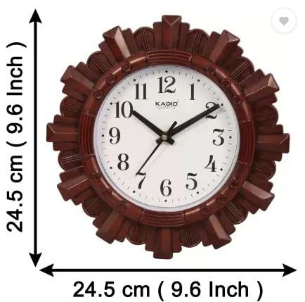 Kadio Analog 24.5 cm X 24.5 cm Wall Clock (Maroon, with Glass, Standard)