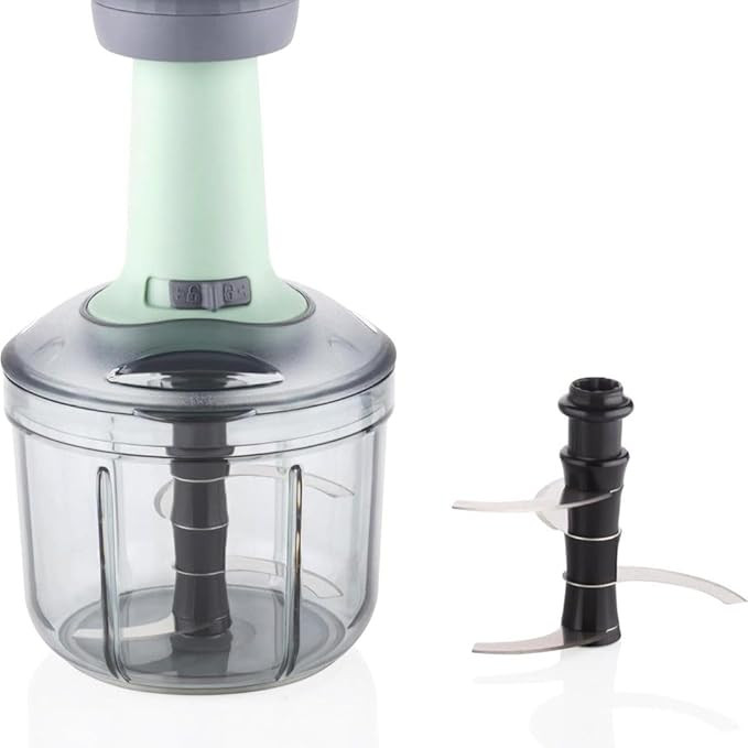 XOXY Chopper for Kitchen Use Push Chopper to Cut Onion, Salad, Tomato, Potato (Indian,Heavy QUALTY) (1100 ML) 4 Blade Steel Large Manual Hand-Press Vegetable Chopper Mixer Cutter to Cut (Pack of 1)