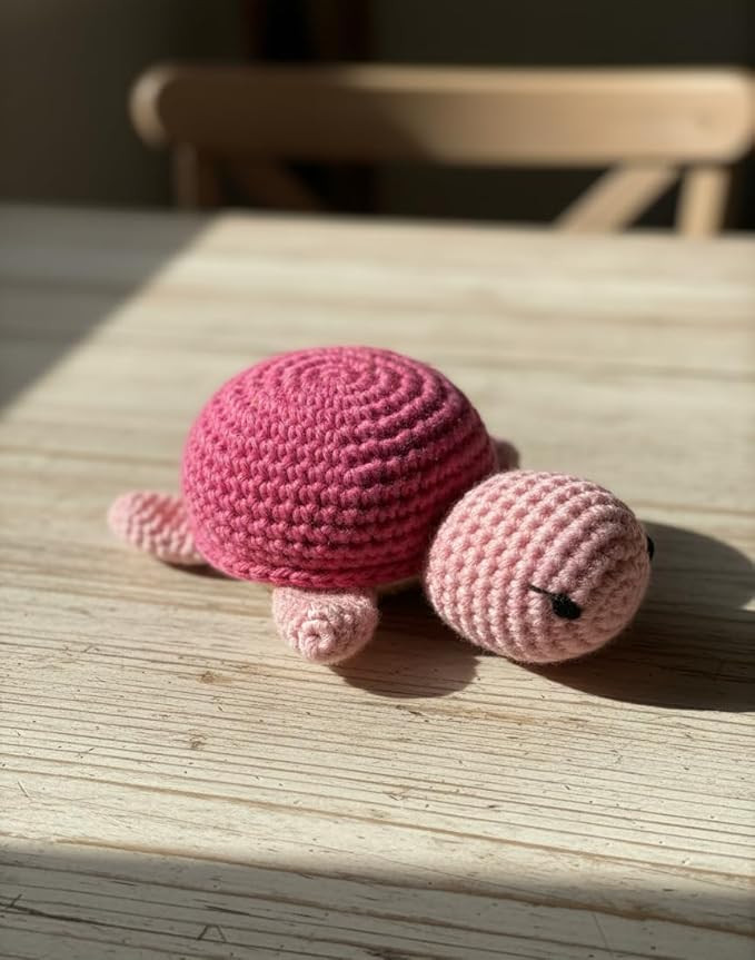 Handmade Crochet Turtle - 10 cm (Pink)