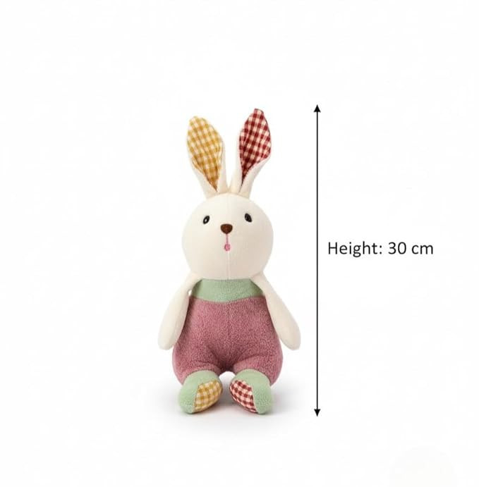 Tukkle Cute Checked Rabbit Soft Toy - 30 cm | Super Soft & Huggable Bunny for Kids, Adults, Birthday, Anniversaries, Return Gift, Valentine's Day | Washable & Non-Toxic Plush Toy