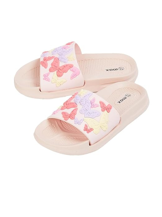 Max Girls 3D Laser Cut Sliders Flat Sandal