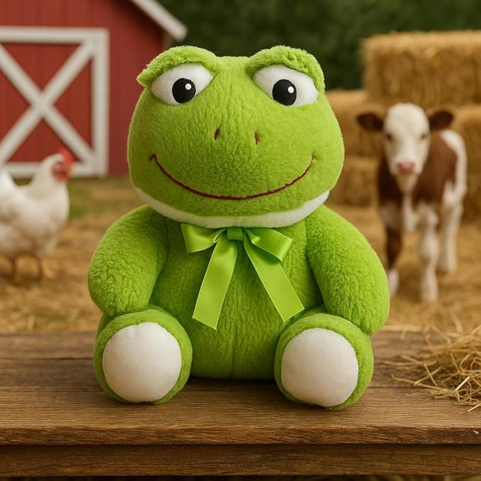 Dimpy Stuff Plushie – Green Plush Frog Soft Toy, 25 cm (10") – Huggably Soft Cuddly Gift Idea Kids Adults