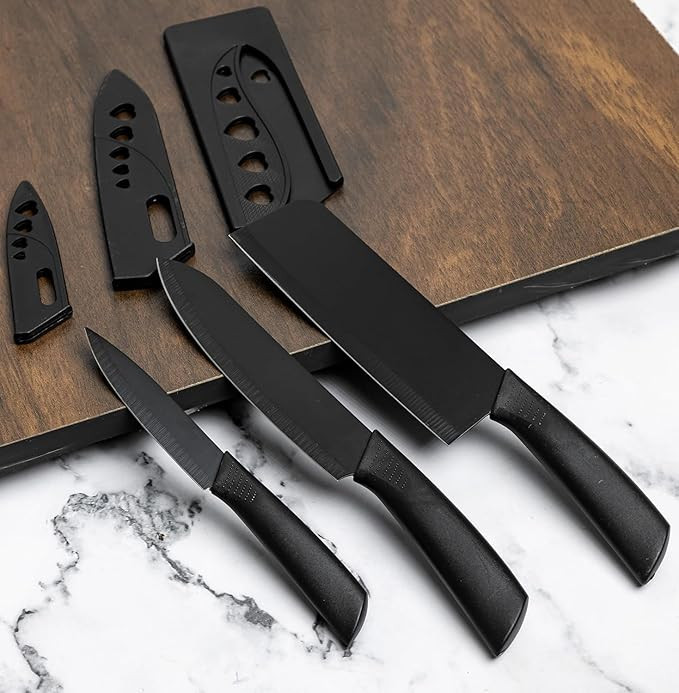 McCook Stainless Steel 3 Pieces Chef Knife Set.Meat Knife with Sharp Blade with Ergonomic Handle for Home Kitchen and Restaurant