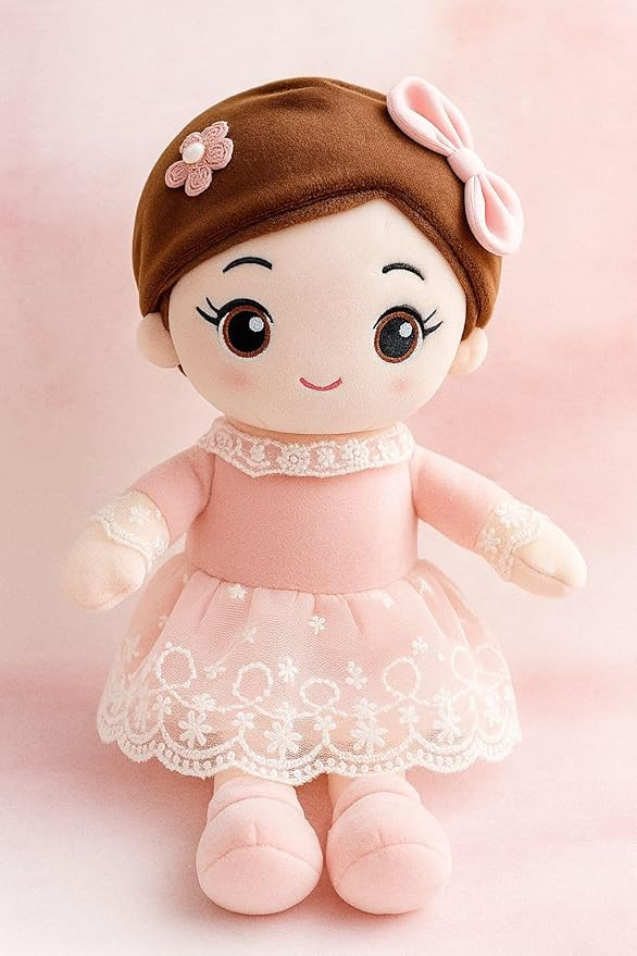 SCOOBA Soft Pink Adorable Baby Doll 40cm Medium - Polyfill Washable Cuddly Soft Plush Toy - Helps to Learn Role Play - 100% Safe for Kids (Baby Doll Pink)