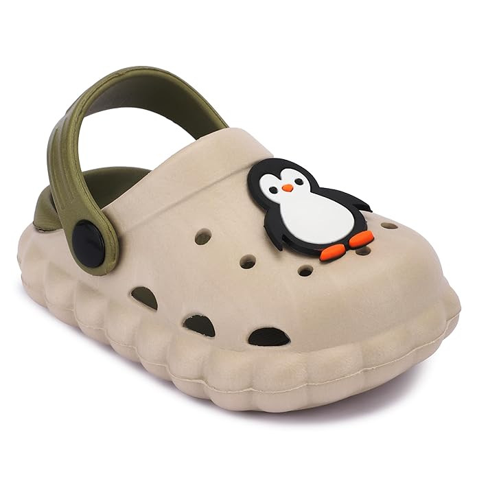 GLJ Little AngelToddler Clogs Slippers, 12 Months to 3 Years, Baby Boy, Waterproof, Lightweight, Cute Cartoon Penguin Design