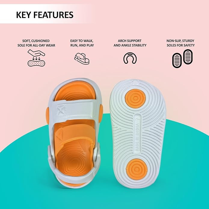 GLJ Kids Comfort Clogs Sandals For Boy And Girl, 1 to 4 Years, Two-Strap Design, Easy To Wear Slip On, Dust and Waterproof, 7101