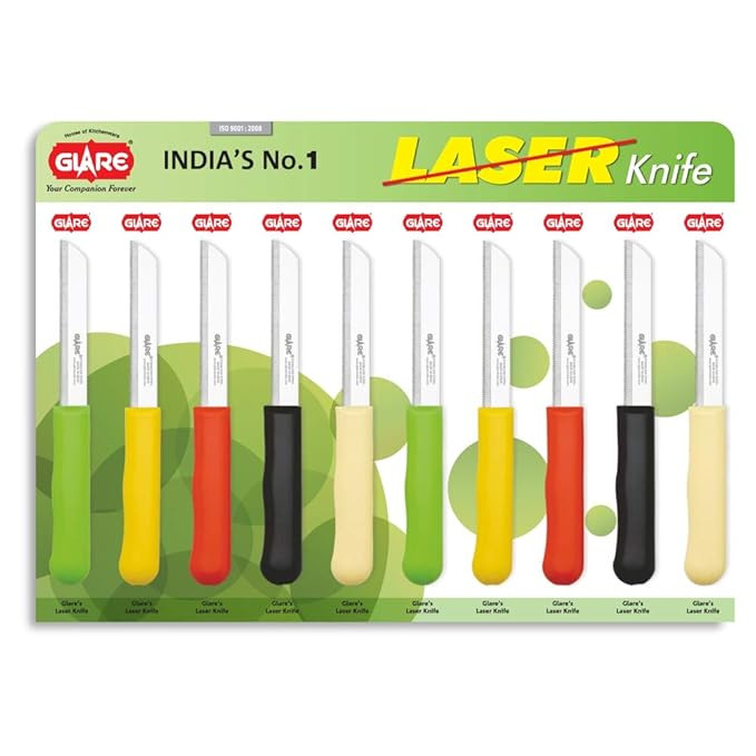 Glare GA-108 Laser Knife for Cutting Vegetables, Fruits and for Professional Home use- 180 MM (10 Pcs.)