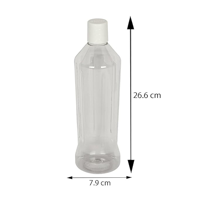 PEARLPET Neptune BPA-Free Plastic Water Bottle Set |Lightweight, Leak-Proof & Freezer Safe – Pack of 6 (1000ml Each), Transparent