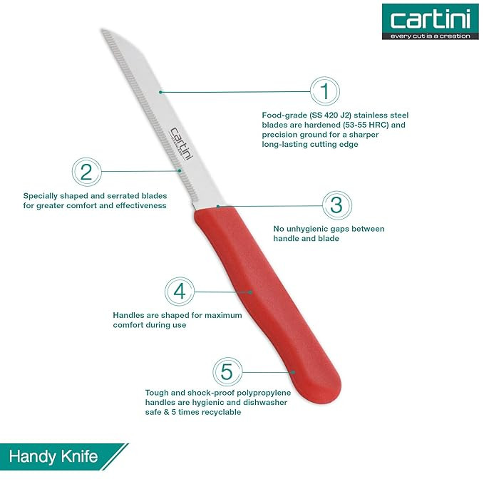 Godrej Cartini Kitchen Knife-Peeler Set of 3 | Handy Knife for Cutting Soft Fruits and Vegetables | Smart Peeler for Easy Peeling | For Home Kitchen | Stainless Steel Ground Blade | 1 Yr Warranty