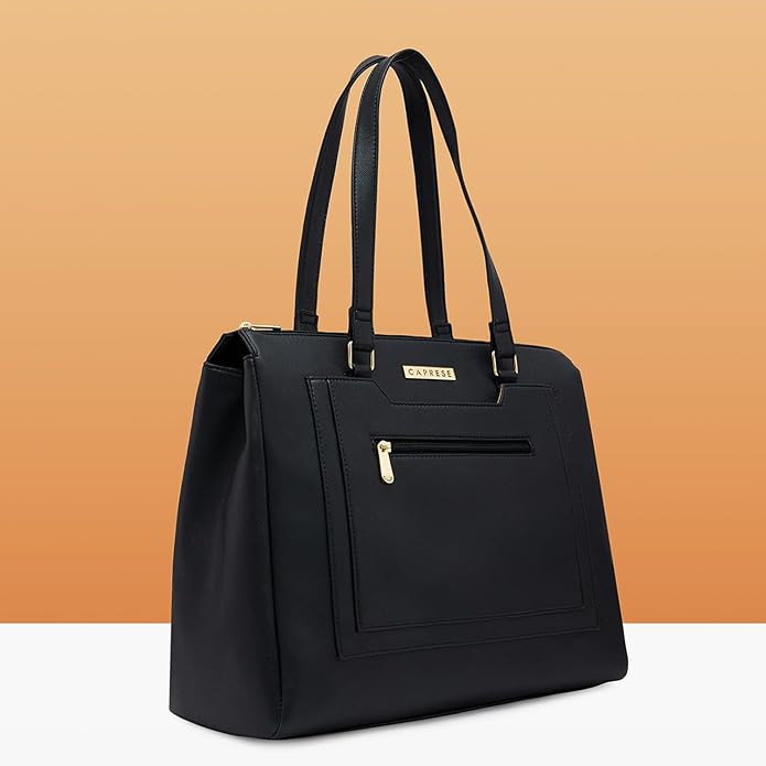 Caprese Ginty Satchel Bag, Medium | Stylish Solid Handbag for Women with Comfortable Flat Shoulder Handles, Adjustable & Detachable Sling Strap | Secure Zip Closure | Perfect for Casual & Daily Use