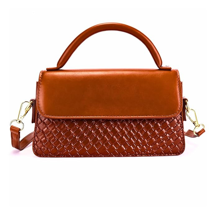 Bella Luxe – Womens Handbag, Sling Bag & Satchel | Premium Faux Leather & Fabric Shoulder Crossbody with Top Handle & Long Strap – Compact Luxury Bag