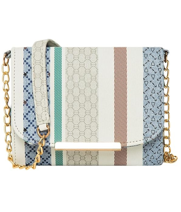 ADISA Women Girls Stripes Checks Cross Body Sling Bag