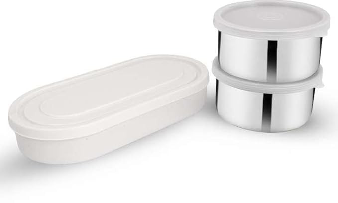 BDPE Stainless Steel Fit Double Decker Insulated Lunch Box Set for Office Women, School Kids with Bag Cover Air Tight