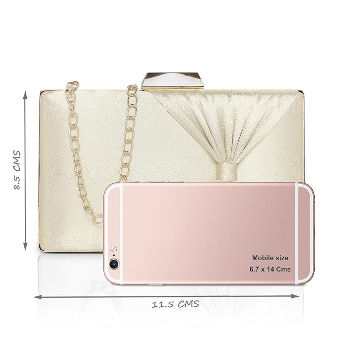 Lavie Women's Bow Frame Clutch Bags | Detachable Chain Sling Strap | Ladies Purse Wallet