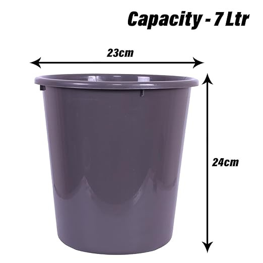 Kuber Industries Plastic Garbage Dustbin For Kitchen, Bathroom, Office | Plain Sada Dustbin | 7 LTR | 066 | Pack of 3 | Gray