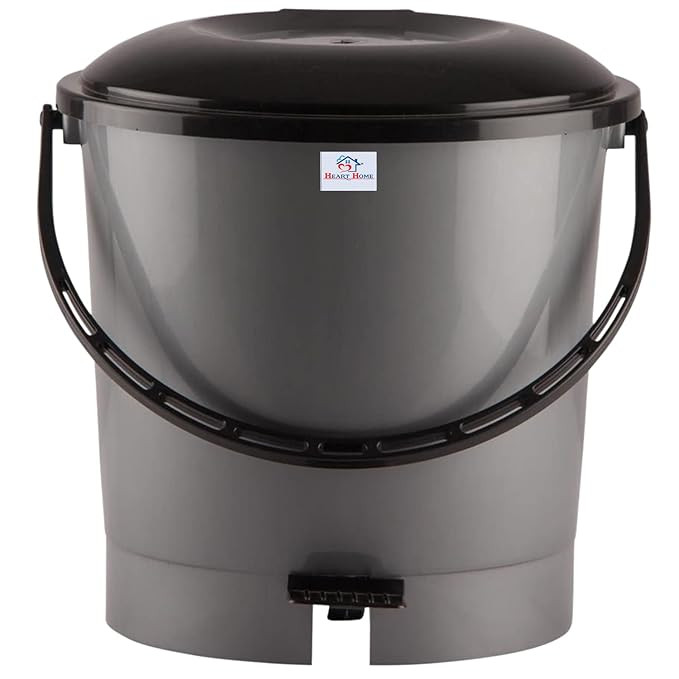 Heart Home Multiuses Plastic Pedal Dustbin, Waste Bin, Trash Can With Handle, 7 Litre (Grey)-47HH0753