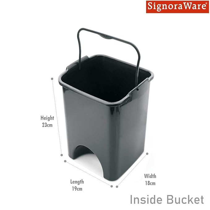 SIGNORA WARE Plastic 7 Liters Modern Lightweight Pedal Dustbin/Thrash Can Dustbins With Lid For Home Office/Non Garbage Smell/Unbreakable Single Mould/Heavy Duty Kitchen Bedroom Bathroom(7Ltr Black)