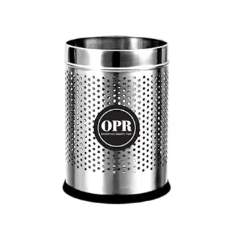 OPR 6 Ltr Stainless Steel Open Perforated Dustbin Without Lid| Waste Bin For Home, Bedroom, washrooms, Office, Kitchen, Bathroom| Perforated Dustbin- Silver| (7X11-6 LTR)