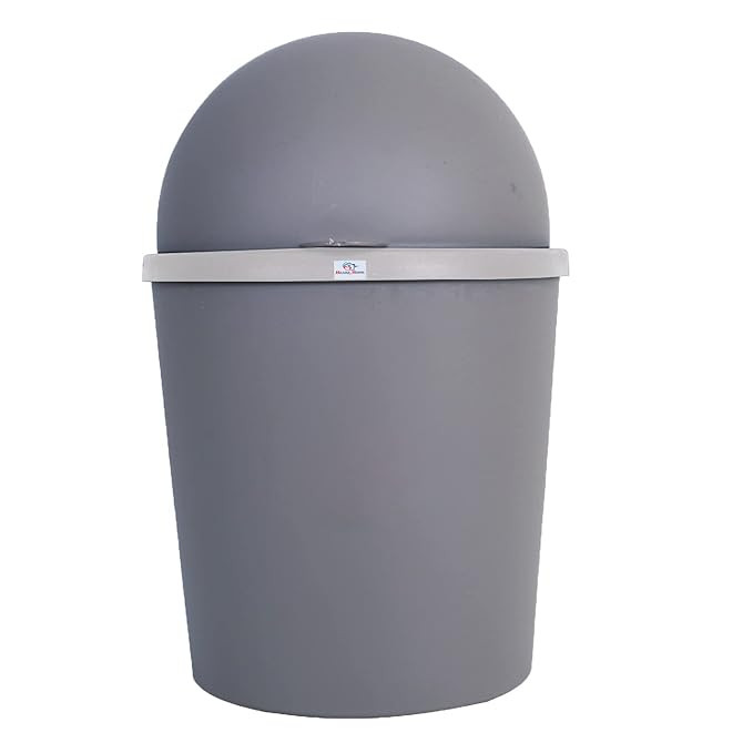 Heart Home Table Dustbin|Plastic Swinging Lid Waste Storage Garbage Bin|Desktop Trash Can For Study Table, Office(Gray)