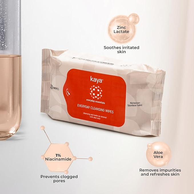 Kaya Clinic Everyday Cleansing Wipes | Cleansing | Intense Hydration Wipes | All Skin Types | 30 Wipes