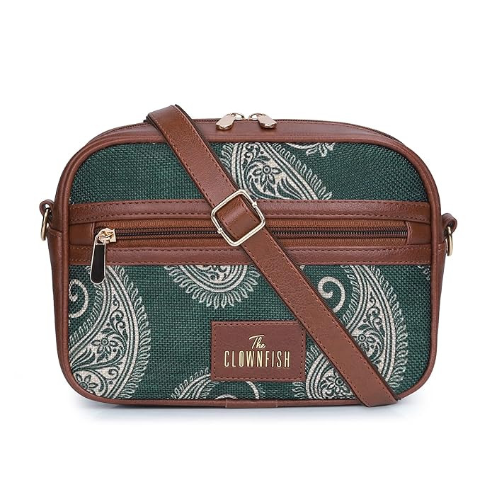 THE CLOWNFISH Nyra Polyester Crossbody Sling Bag for Women Casual Party Bag Purse with Adjustable Shoulder Strap and Printed Design for Ladies College Girls