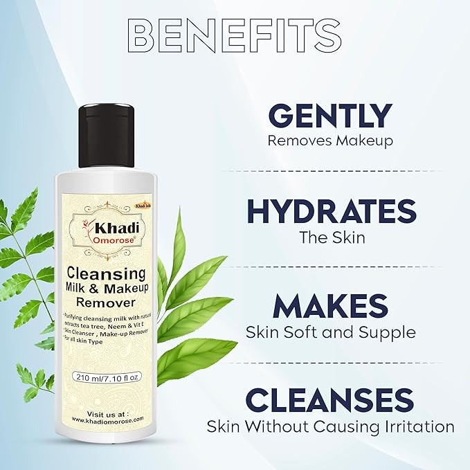 Khadi Omorose Cleansing Milk & Make-up Remover With Neem, Tea Tree & Vitamin E, 210 Ml