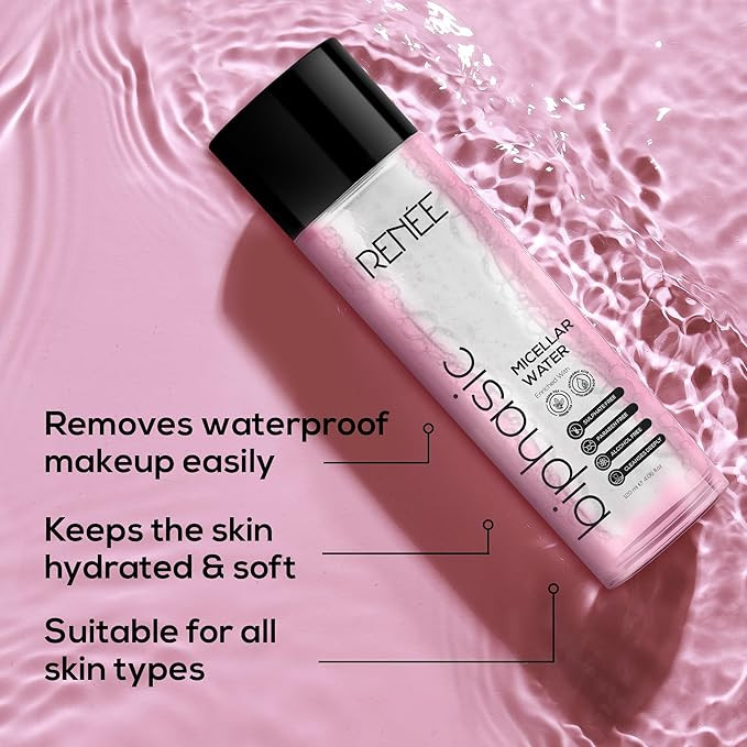 RENEE Biphasic Micellar Water l Easy Makeup Removal l Unclogs Pores, Exfoliates Gently, Hydrates Skin l Infused with Green Tea, Nourishing Oils l Alcohol-Free, Paraben-Free l for All Skins l 120 ml