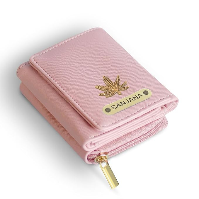 Personalised Vegan Leather Mini Wallet with Customised Name and Charm for Ladies