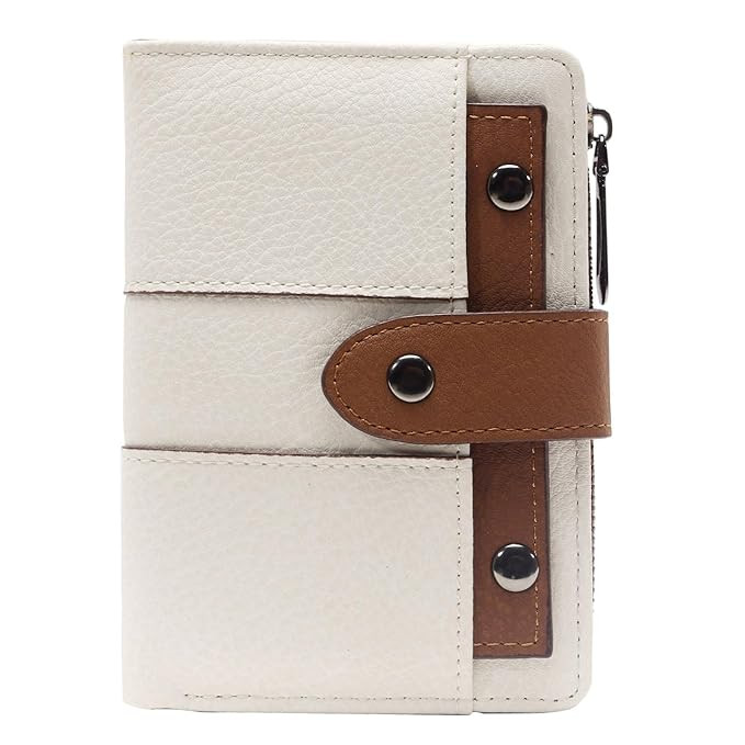 INOVERA (LABEL) Wallet for Women Stylish - Ladies Hand Purse for Card, Cash, Coin - Small Girls Bifold Wallets (White and Brown)