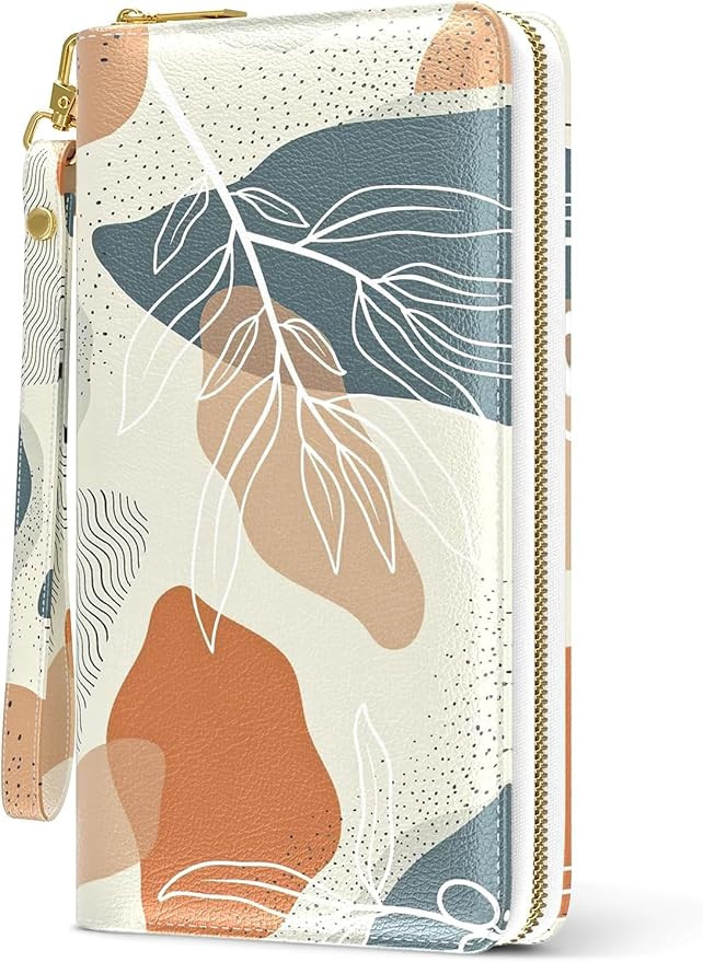 Valerie Womens Wallet, RFID Wristlet Wallet for Women, Cute Ladies Purse, Large Credit Card Clutch Purse, Leather Card Holder Wallets with Zipper & Phone Holder (Grey)